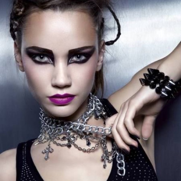 🍒 3PC SET HAT BOOTS GLOVES CHAIN STUD PUNK HIGH HEEL PLATFORM FINGERLESS GOTHIC - Picture 10 of 16